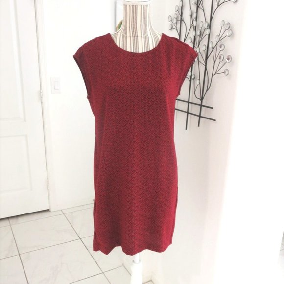 LOFT Dresses & Skirts - New LOFT Burgundy Print Shift Dress Pockets Wine